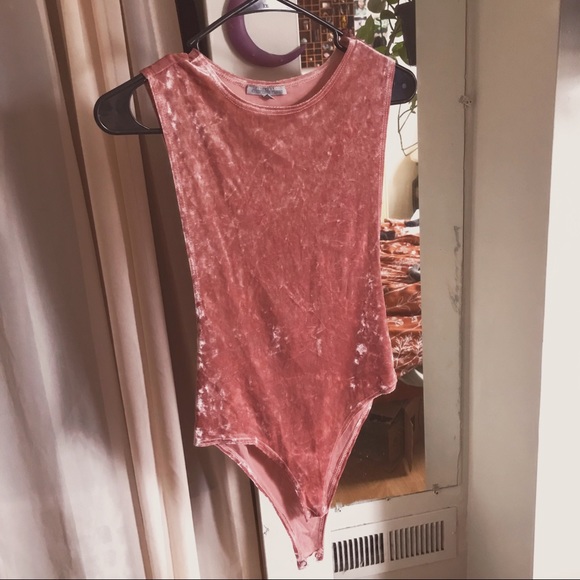Charlotte Russe Tops - crushed velvet pink bodysuit with snaps